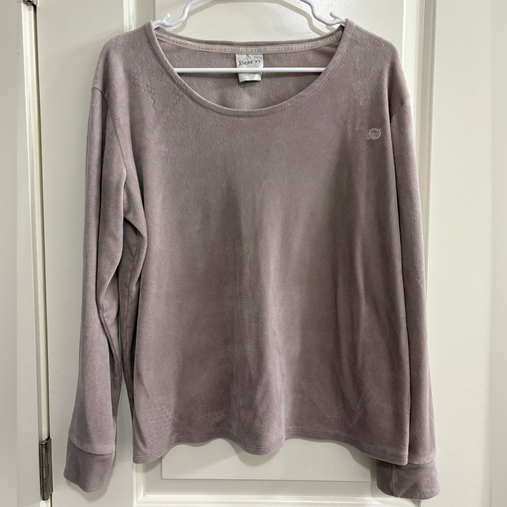 Born Fleece Lavender Heather Gray Cozy Loungewear Long Sleeve Women’s Top